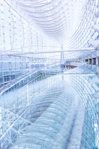 Cutting-edge Japanese interior architecture with futuristic design elements and modern spatial concepts
